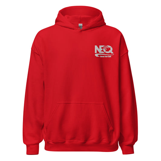 Never Ever Quit Embroidered Red Hoodie